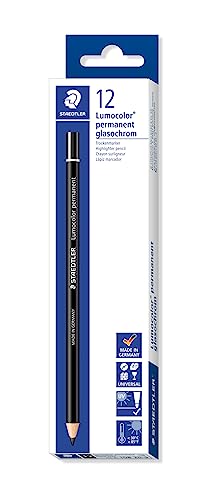 Image of Staedtler Lumocolor Permanentg lasochrom 108 20 Dry Marker Pencil - Black (Pack of 12)