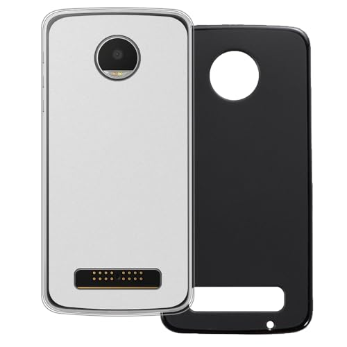 UOGNADGD 2-Pack TPU Case Compatible with Motorola Moto Z Play Phone Cover - Shockproof Flexible Protective Accessories with Precise Cutouts (White+Black)
