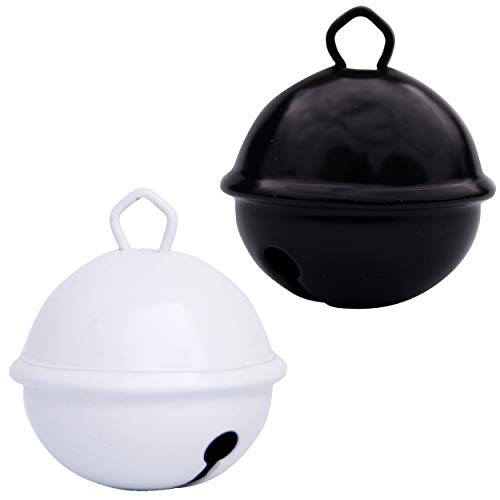 Glöckchen weiß + schwarz Farbe - 2 X Glöckchen schellen 35mm - schön laut sound - Mehr als 16 farben in 3 Größen Glöckchen zum basteln, kreatives Gestalten baby, kinder, senioren Cover