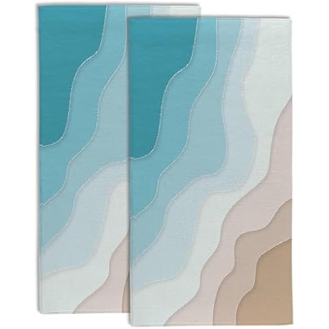 Gnhkmw Blue and Brown Sea Waves Towel Set Cover