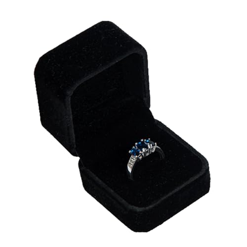 Fadcaer Caja de terciopelo para anillos de compromiso, boda, joyería, caja de regalo para ceremonia de propuesta, adecuada para hombres y mujeres (negro)