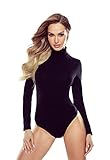 Selente #fashionista Marla Damen Body/Blusenbody aus Baumwolle (made in EU) Langarm, Rollkragen Schwarz, Gr. M