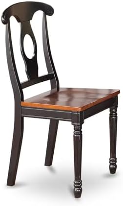 East West Furniture KEC-BLK-W Kenley Kitchen Dining Chairs - Napoleon Back Solid Wood Seat Chairs, Set of 2, Black & Cherry - Thumbnail 4