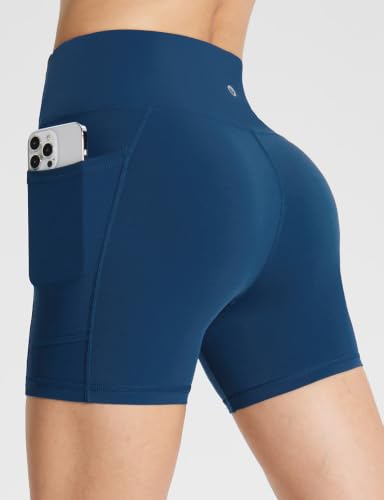 Image of baleaf Women's High Waist Biker Shorts with 3 Pockets