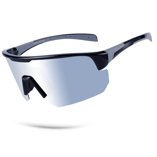 Image of BangLong Polarized Sports Sunglasses for Men Women UV400 Protection | TAC HD Lens, RX Insert Included, Lightweight Wrap-Around Design for Running Cycling Baseball Hiking