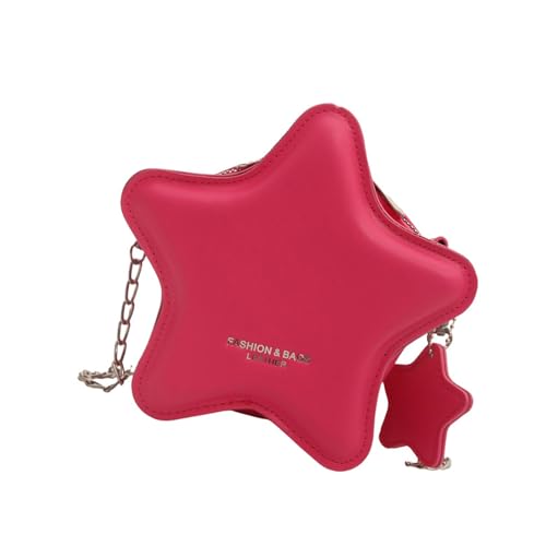 Women PU Leather Shoulder Bag Star Shape Crossbody Bags with Metal Chain Small Purse for Shopping Office and Travel