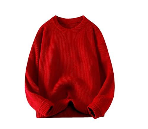 Men's Crew Neck Knitted Sweater Long Sleeve Loose Knitted Pullover Sweater