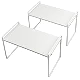 Beeloving 2Pack Stackable Cabinet Shelf Organizer Storage Rack for Countertop Desk Kitchen Bathroom...
