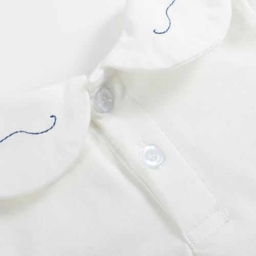 Image of Toddler Kids Girl Boy Blouses Long Sleeves Solid Color Doll Peter Pan Collar T-Shirt Top Bottom Tees