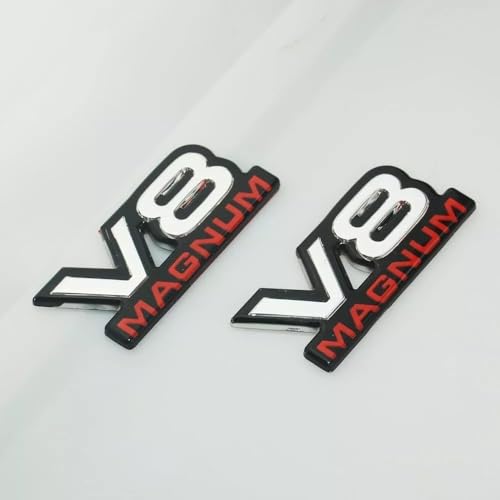 Image of Door Side Emblem 3D Badge Logo Stickers Nameplate Replacement for 1994-2000 V8 Magnum 2Pcs (Chrome Red)