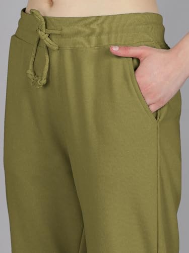 Image of Vogaan Women's Cotton Blend Regular Fit Track Pants | Drawstring Waist Solid Joggers | Super Combed Casual Joggers for Running & Gym