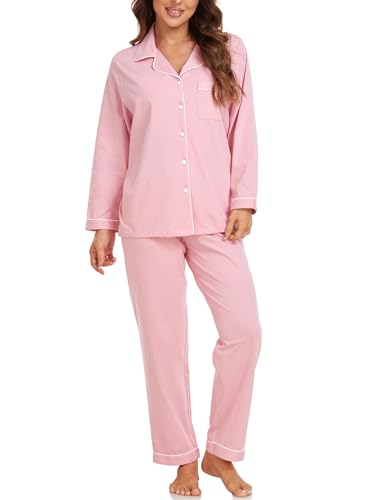 EA'S SECRET Womens Pajama Sets 100% Cotton Long Sleeve Shirt and Pants Soft Sleepwear Loungewear Button Down Pj Set3