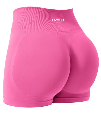 TAYOEA Sport Shorts Damen Scrunch Butt Lifting Gym Kurze Sporthose Push Up Booty Workout Kurze Leggings Seamless Radlerhose Damen für Yoga Fitness Rose M