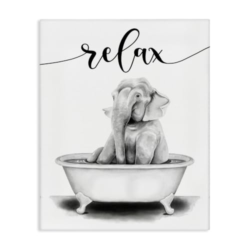 Image of Elephant Bathroom Relaxation, 30 x 40 Inch Canvas Wall Art