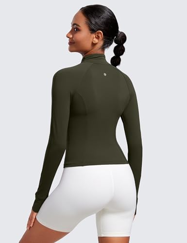 Image of CRZ YOGA Butterluxe Jackets Waist Length | Extremely Soft, Athletic, Slim Fit, Full Zip, Side Pockets, Thumb Holes, for Women