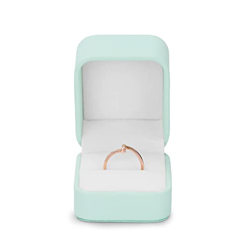 Gorgeous Ring Box Premium Velvet Ring Gift Box for Proposal, Engagement, Wedding Ceremony, Christmas (Mint Green)