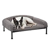 Veehoo Hundeliege Hundesofa für Kleine Hunde, Flauschige Erhöhtes Hundebett mit Abnehmbarem Polster und Orthopädische Matratze, Hunde Sofa Katzensofa mit rutschfeste Füße, Grau 60x45x10cm
