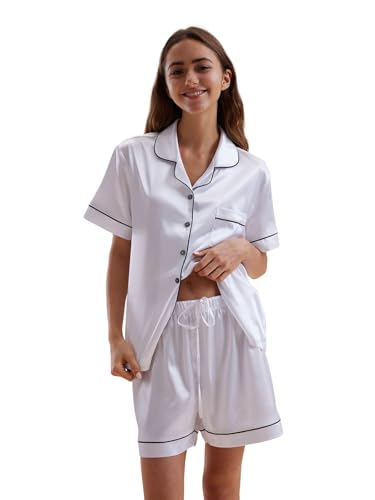 Satin Pajamas for Women Set Bridal Party Silk Pajama Bridesmaid Pjs Wedding PJ for Ladies Sleepwear Loungewear