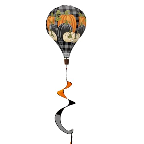 Briarwood Lane Checkered Pumpkins Hot Air Balloon Spinner