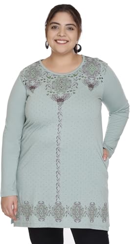 Image of Women Printed Full Sleeve Cotton Tshirt with Side Slits & Pocket | Small - 7XL Size