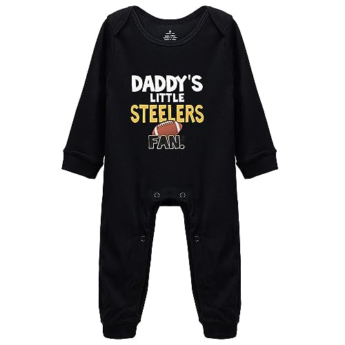 YCICIVDee Baby Boy Girl Bodysuit Daddys Steelers&Fan Black Long Sleeve Rompers Newborn Organic Bodysuit 0-3 Months