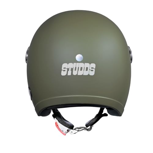 Image of Studds Jet Open Face ISI Certified Helmet with Chopper Visor Military Green - L