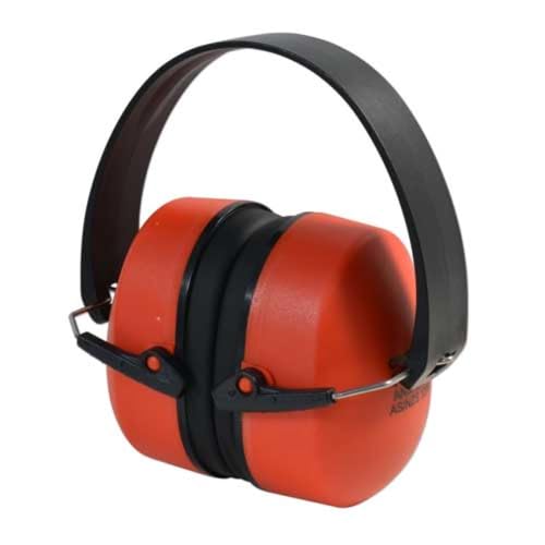 Generic Foldable Safety Earmuffs, 31 db, Black PVC Leather with Foam Filled Cups, Red