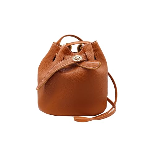 Image of Ladies Bucket Bags,Small Bucket Purses Leather Crossbody Purse Adjustable Shoulder Strap Shrinking Bucket Bag