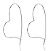 55mm Wire Heart Hoop Earrings 0.8mm Thin Ear Hoops Sterling Silver Women Girls