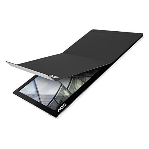Image of AOC I1601C 15.6 inch USB-C Powered Portable Monitor, IPS Full HD 1920x1080, SmartCover, Carrying Case, AutoPivot (for Devices w /USB-C DP Alt Mode only),Black
