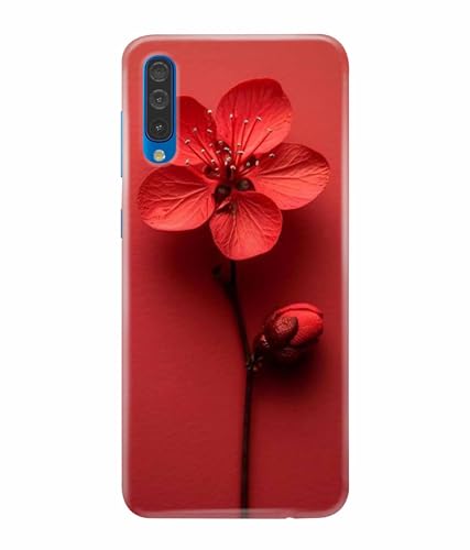Image of Printed Hard Back Case Cover & Compatible for Samsung Galaxy A70 / Samsung Galaxy A70S | Red Flower Painting (Multicolor) - D1195