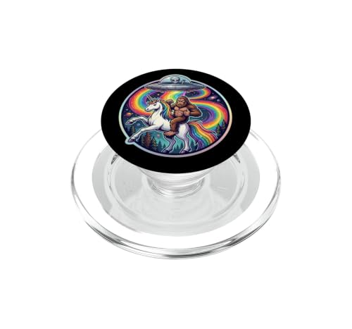 Bigfoot chevauchant Une Licorne rayonnée par UFO Alien Cryptid Art PopSockets PopGrip pour MagSafe