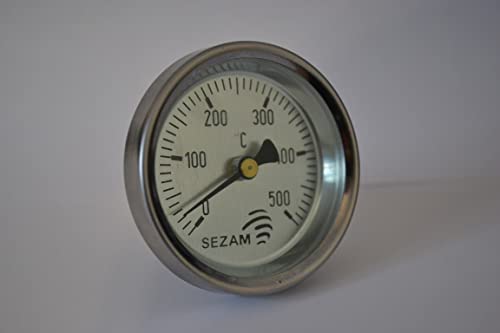 SEZAM Termómetro para puertas de madera, escala de 0 a 500 ºC, diámetro de la bola: 63 mm, capa de 50 mm Cover