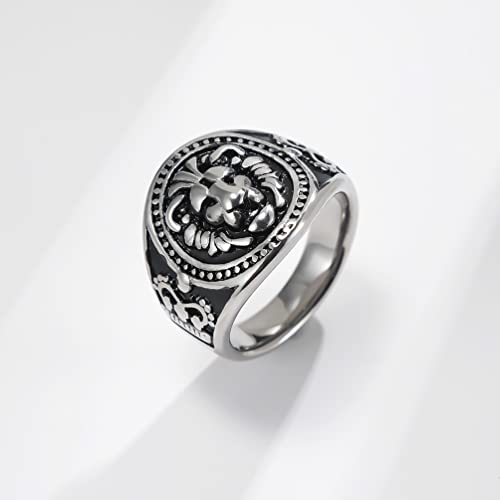 Dorunmo Engraved Men's Ring Animal Cameo Ring Customised Ring For Father, Father's Day Gift, Father's Day Ring, Lion Cameo Sterling Silver Ring Loin Ring #TOP3