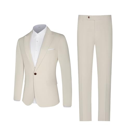 Linen Retro Mens Suit 2 Pieces Light Weight Linen Tuxedo Suit Summer Suits Jacket Blazer Pant for Men Wedding Party 5
