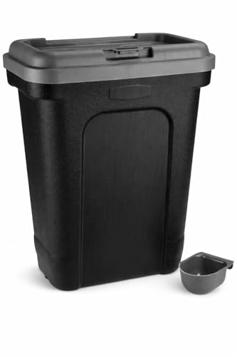 raxter Pet Food Storage Container 30L/15kg Flip Top Lock with Airtight Seal Includes Scoop for Dog Food Cat Food and Treats (Dark Grey)