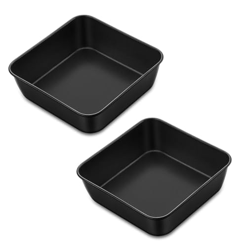 XHNKEG 2 Stück Quadratische Auflaufform, 22 x 22,5 x 5cm Eckig Kuchenform mit Antihaftbeschichtung Brownie Backform Edelstahl Backblech Backformen Klein für Lasagne und Kuchen