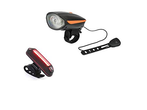 Dark Horse® Bicycle 3 Mode Front Light & Horn and 5 Mode Red & Blue Tail Light USB, New Combo (Orange) (B08P4R8XH5) Amazon Price History, Amazon Price Tracker