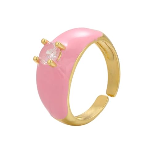 Bague émail néon ajustable bijouterie couleur or mode
