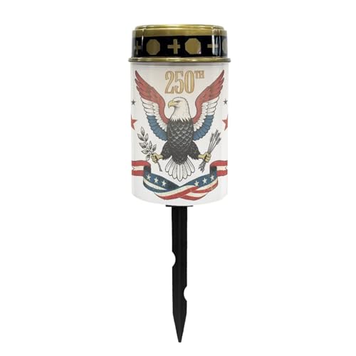 Image of Poceacles America 250th Anniversary Decor Eagle 250th Print Outdoor Solar Powered Cemetery Lights Grave Outdoor Stake Lights Garden Solar Lantern Flameless Candles Garden Decoration