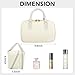 Travel Makeup Bag for Women Fashion Large Capacity Pouch Open Flat Cosmetic Portable Organizer Waterproof Large Opening Storage Toiletry Bags Vertical Free-Standing Brush Holder for Easy Access Beige