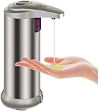 MiKoSoRu Automatic Soap Dispenser, 3 Gear Adjustable Soap Dispenser Volume Stainless Steel Dish Soap Dispenser Equipped Motion Sensor Waterproof Base, Liquid Soap Dispenser for Bathroom Kitchen, Gold