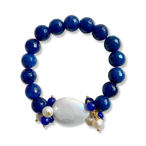 Bracciale in pietre blu con madreperla