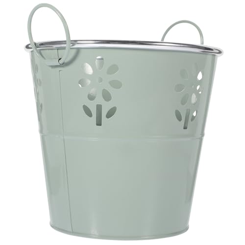 Kisangel Blumenbehälter Aus Eisen Vintage Pflanztopf Mit Griff Stilvolles Hohles Design Für Balkon Und Garten Für Blumenarrangements Robuste Und Langlebige Aufbewahrungslösung Xh