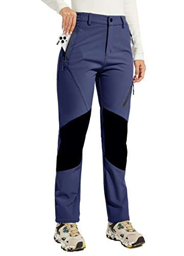 Willit Women's Snow Pants Waterproof Warm Winter Hiking Pants Outdoor Pants Insulated Cold Weather Deep Blue L #TOP6