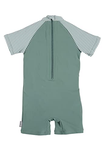Sterntaler Schwimmanzug Hai - Jungen Badebekleidung - Badeanzug Kurzarm - UV-Schutz 50+ Schwimmanzug mit Windeleinsatz bis Größe 86/92 - Baby und Kinder Bademode - mattgrün, Größe 80