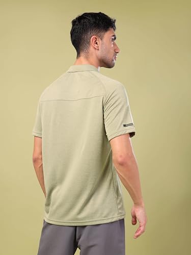 Image of TECHNOSPORT Men's 100% Polyester Slim Fit Self-Design Half Sleeve Polo T-Shirt with Double Cool, SPF50+ Properties for Gym, Workout 7 Regular Use