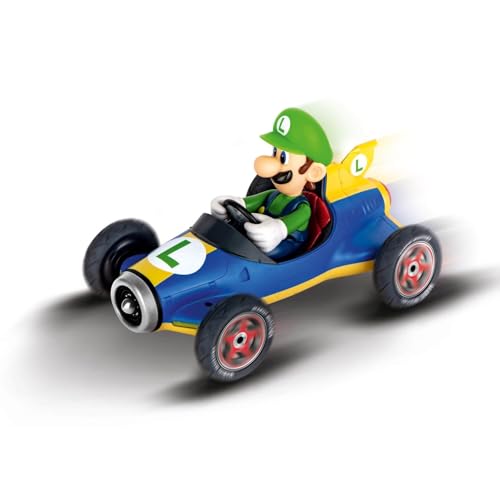 Carrera RC Nintendo Mario Kart Mach 8 mit Luigi I ferngesteuertes Auto ab 6 Jahren für drinnen & draußen I Mini Mario Kart mit Fernbedienung zum Mitnehmen I Spielzeug für Kinder & Erwachsene