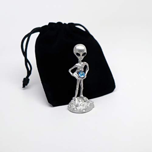 Estatua de Metal Real Alienígena UFO con Bola de Cristal Facetada miniatura 7