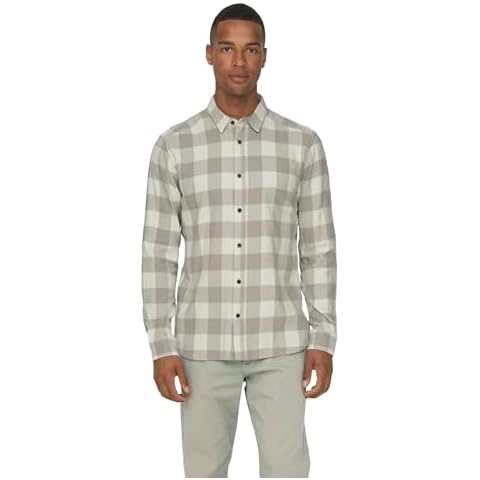 ONLY & SONS Casual Checked Shirt, Antique White Cover